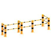 Impact protection railing | plug-in system | End posts for top and knee rail